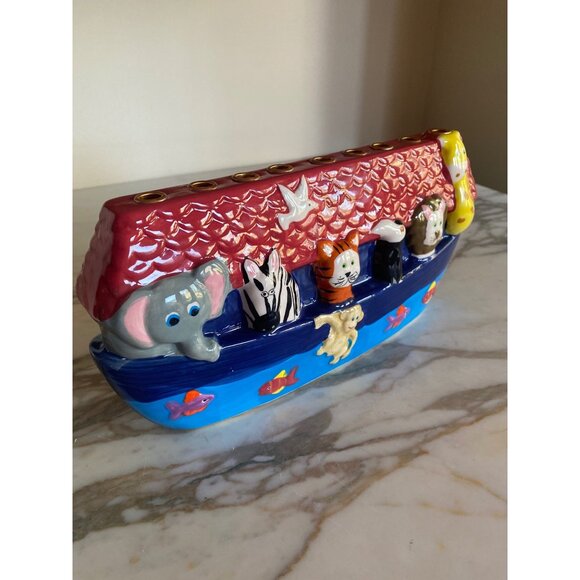Rite Lite Noahs Ark Ceramic Menorah Childrens Hanakah - Picture 6 of 6